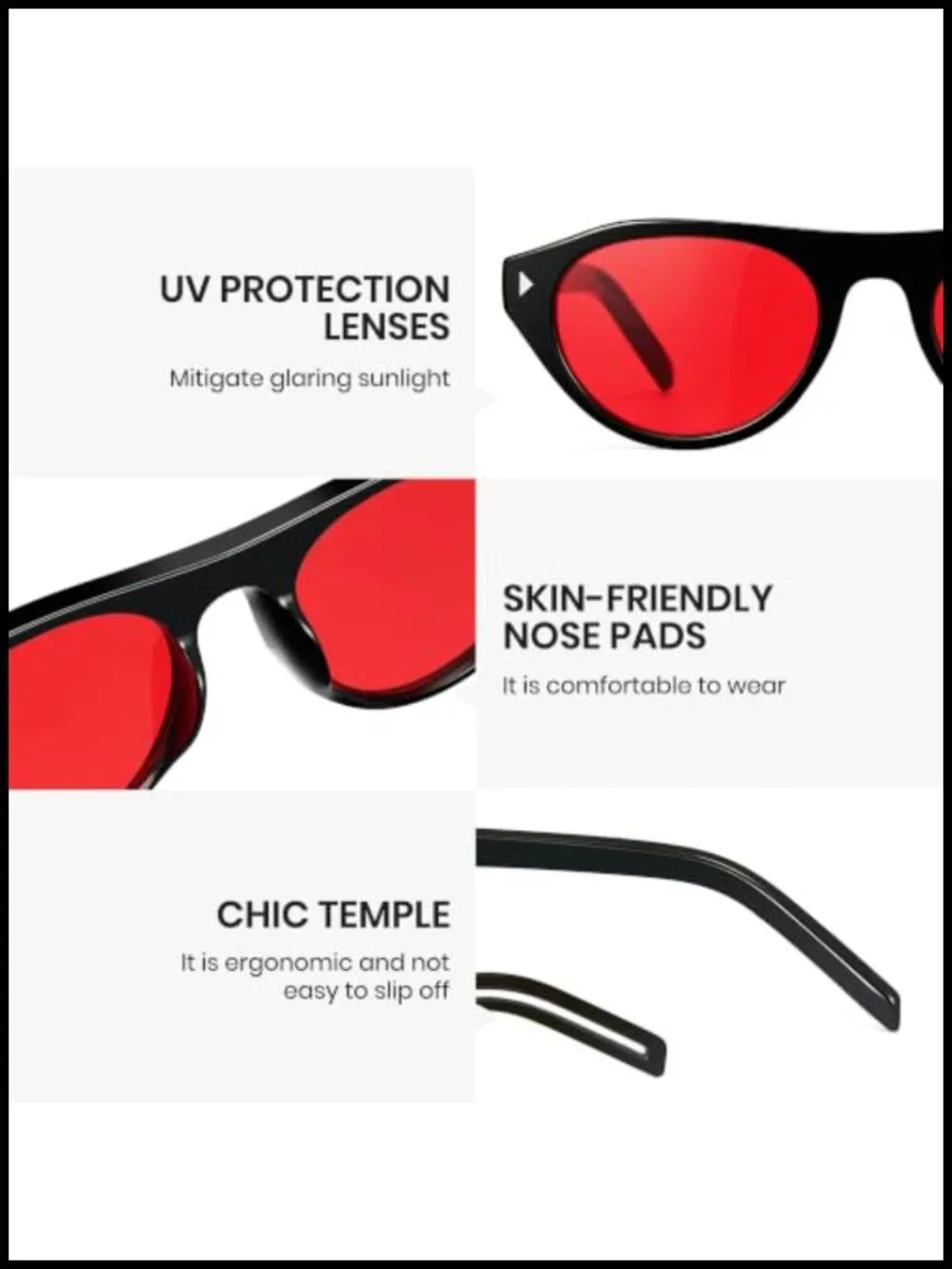 Retro Oval Cat Eye Sunglasses for Women UV400 Protection Lightweight Fashion